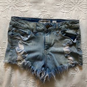 Ripped jean shorts